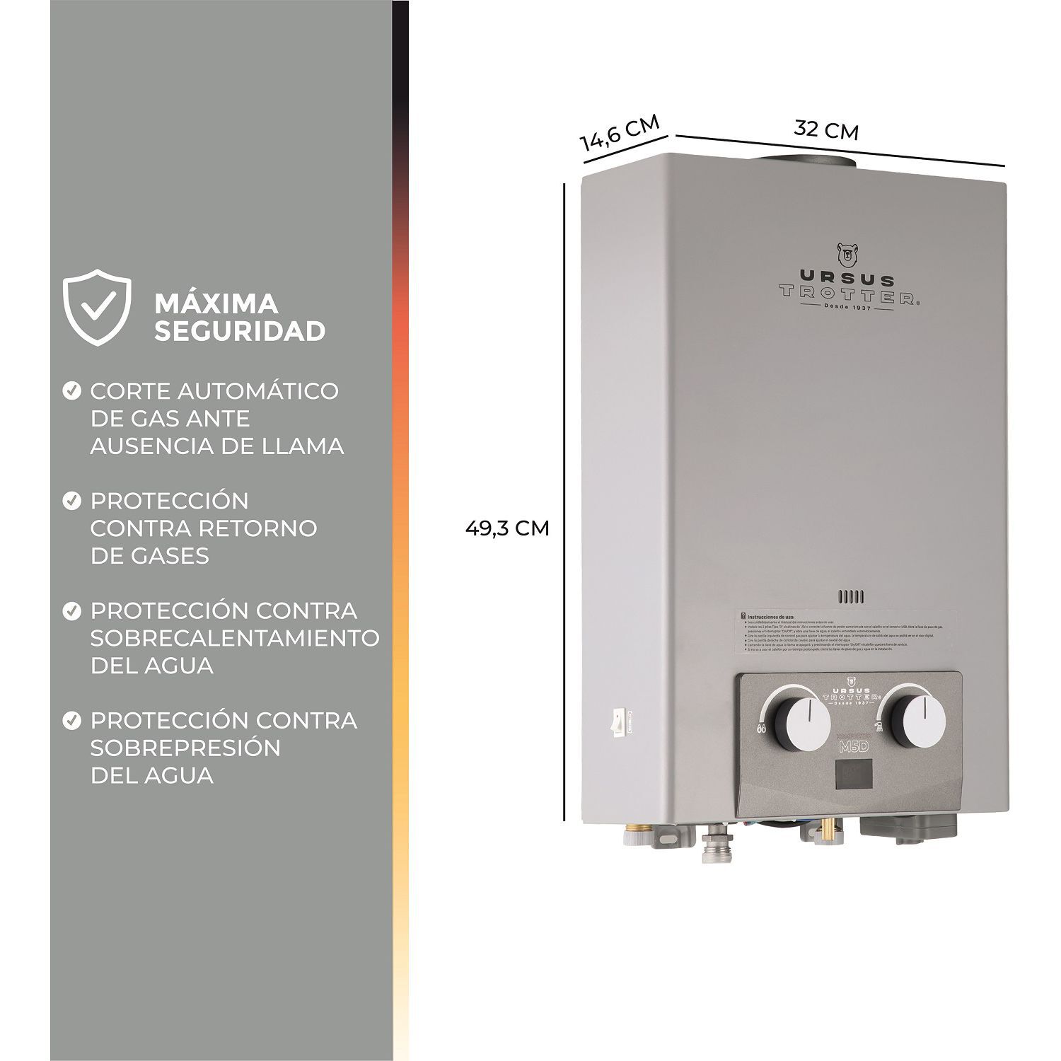 Calefont Ursus Trotter Komfortek UT M5-D GN / Tiro Natural / Gas Natural  / 5 Litros image number 6.0